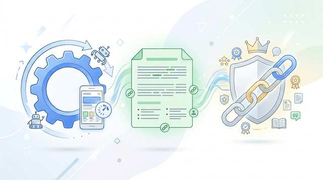 Schéma en 3 colonnes : Technique, Contenu, Autorité menant au positionnement